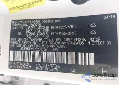 2018 Lexus Gx 460 from USA, damaged, VIN JTJBM7FX5J5203736